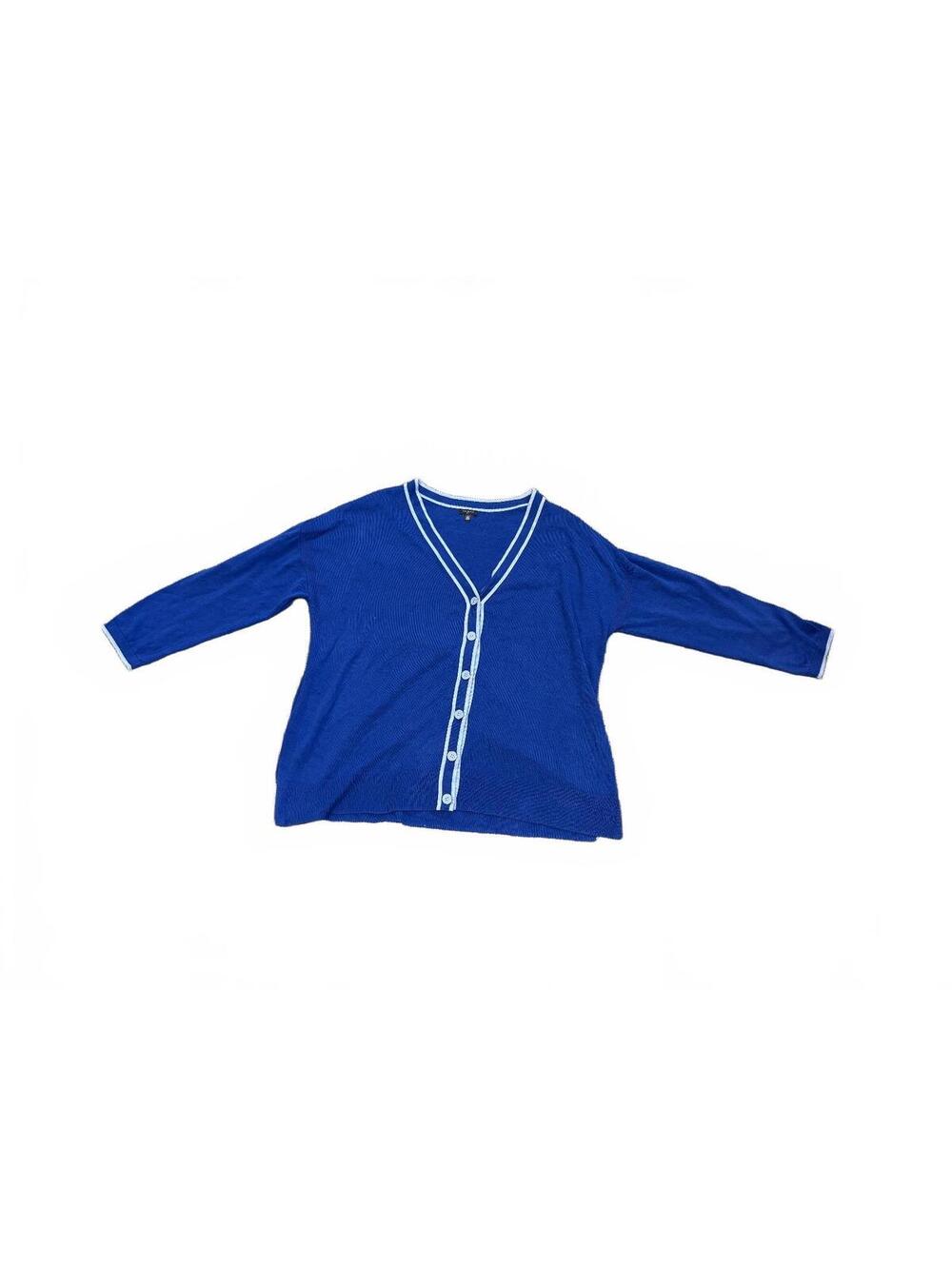 Talbots Plus 2X Blue Button-Up Cardigan Sweater